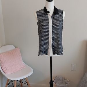 H & M Black and white sleeveless blouse Size 6